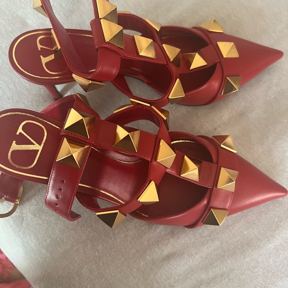 Valentino Red Studded Heels - Picture 14 of 16